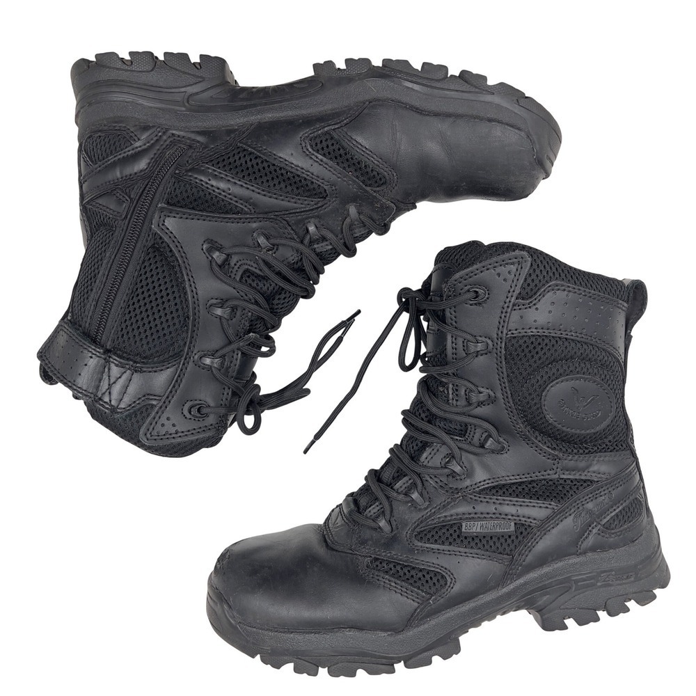 Thorogood Black Leather Mesh Zip Tactical Combat Boots M 8.5 | W 10.5